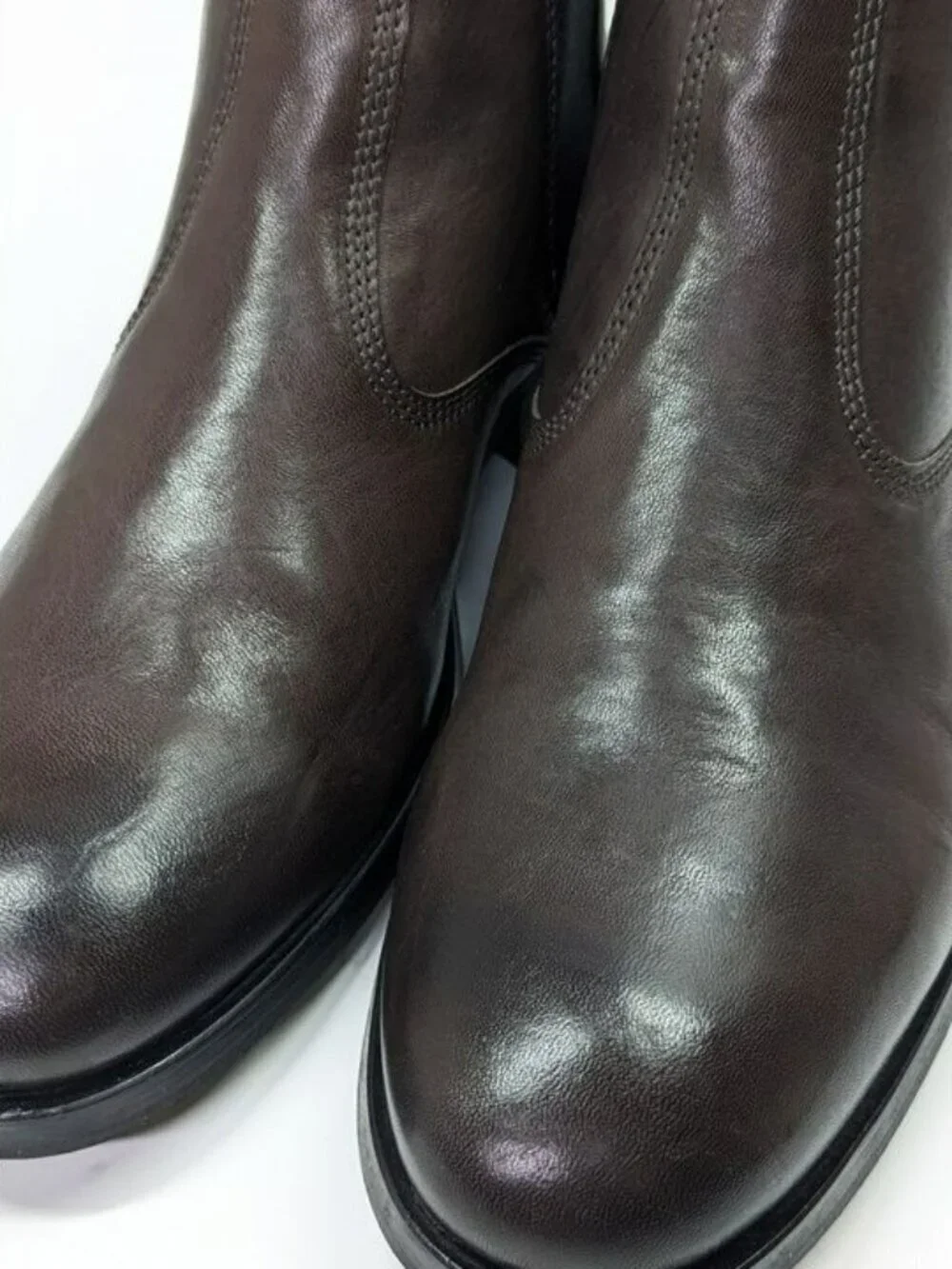 AllSaints Men's Gus Pull On Chelsea Boots Brown Distressed Leather Size 45